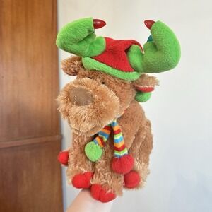 Animated Singing Christmas Plush Moose Books are Fun 12" Tested Lighted Antlers